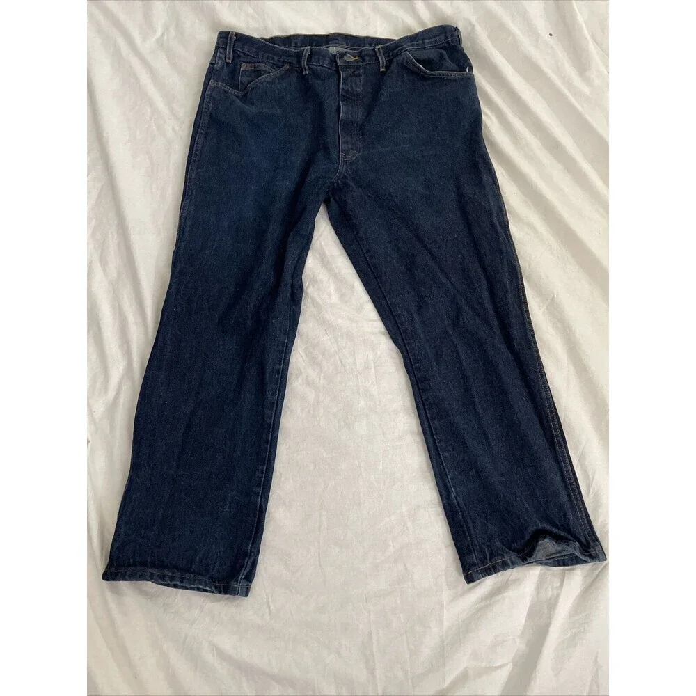 Dickies Mens Jeans Size 44x30 Straight Leg Denim Blue Workwear Pockets Dark Wash